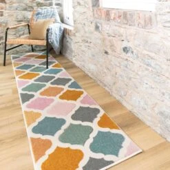 Colourful Pastel Trellis Hall Runner Rug -Kukoon Rugs Store Topaz 20carved 20soft 20living 20room 20rug 20 173 5B1 5D