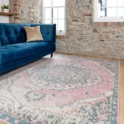 Distressed Pink Medallion Runner Rug -Kukoon Rugs Store Topaz 20carved 20soft 20living 20room 20rug 20 69 5B2 5D