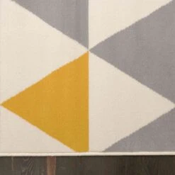 Yellow Grey Geometric Triangle Hall Runner Rug -Kukoon Rugs Store Traiangle 20yellow 20grey 20rug 20 6 5B5 5D