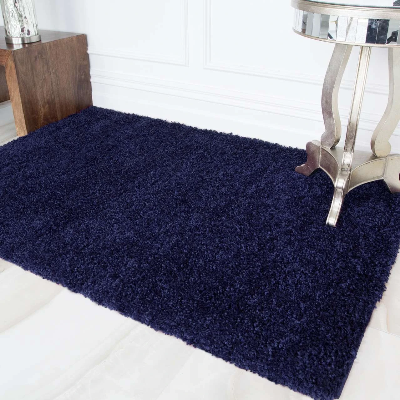 Navy Blue Shaggy Area Rug 4 Navy Blue Shaggy Area Rug - Image 2