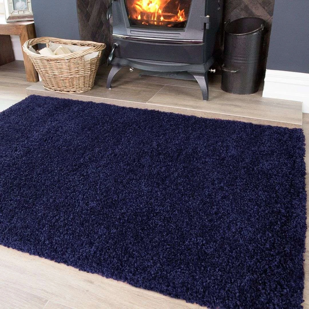 Navy Blue Shaggy Area Rug 6 Navy Blue Shaggy Area Rug - Image 4