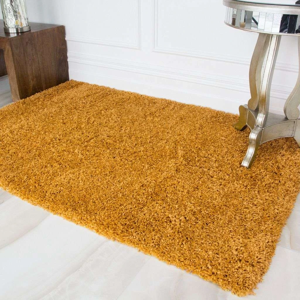 Soft Yellow Ochre Shaggy Rug 4 Soft Yellow Ochre Shaggy Rug - Image 2