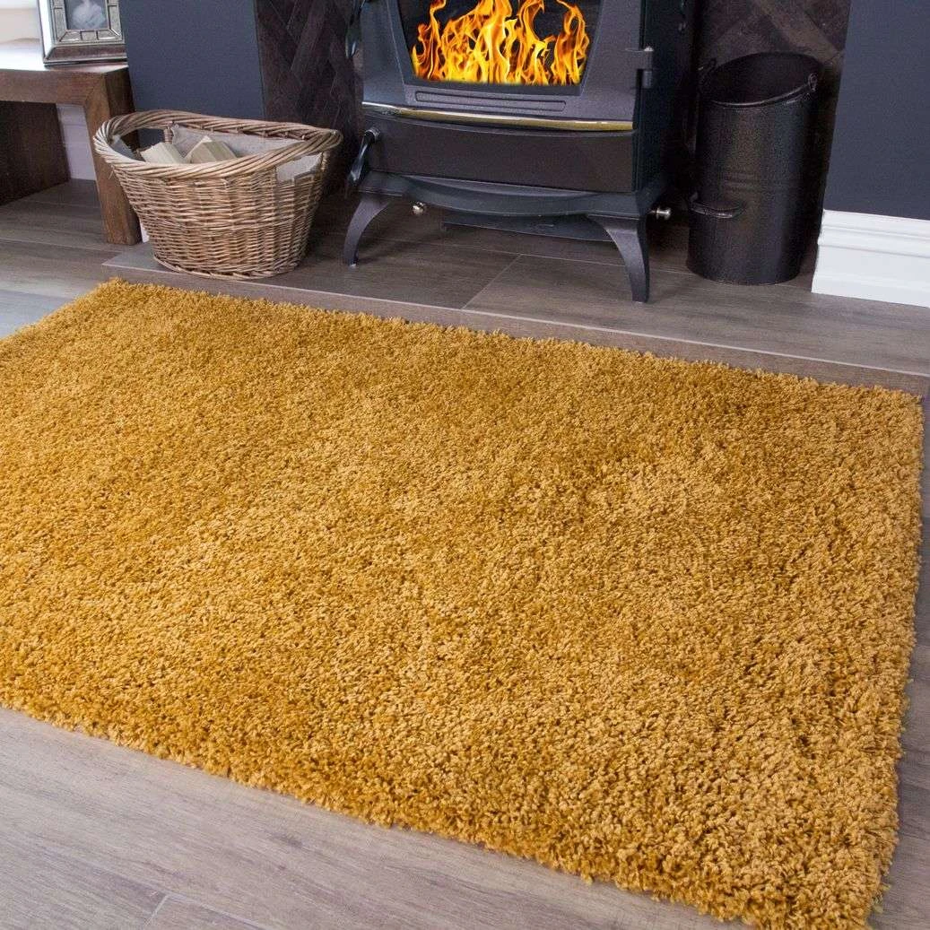 Soft Yellow Ochre Shaggy Rug 5 Soft Yellow Ochre Shaggy Rug - Image 3