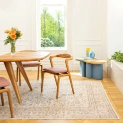 Soft Washable Cream Vintage Rug - Adeline -Kukoon Rugs Store Washable Adeline room web R location 1