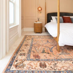 Soft Washable Multicolour Vintage Rug - Amelia -Kukoon Rugs Store Washable Amelia room web Bedroom L