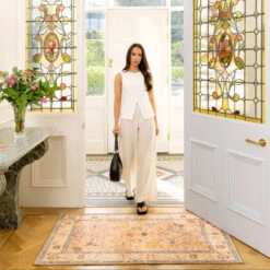 Soft Washable Multicolour Vintage Rug - Amelia -Kukoon Rugs Store Washable Amelia room web RRL location hall 2