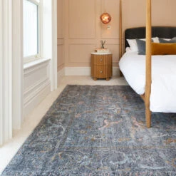 Soft Washable Blue Boho Rug - Clara -Kukoon Rugs Store Washable Clara room web Bedroom L