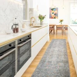 Soft Washable Blue Boho Runner - Clara -Kukoon Rugs Store Washable Clara room web RRL location 1