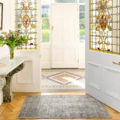 Soft Washable Blue Doormat - Clara -Kukoon Rugs Store Washable Clara room web RRL location hall 1 1