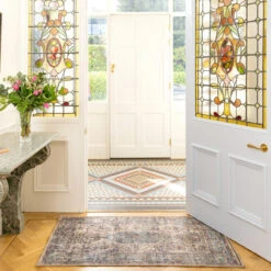 Soft Washable Blue Bathroom Mat - Dorothea -Kukoon Rugs Store Washable Dorothea room web RRL location hall 1