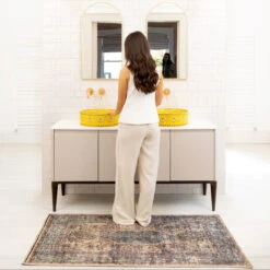 Soft Washable Blue Bathroom Mat - Dorothea