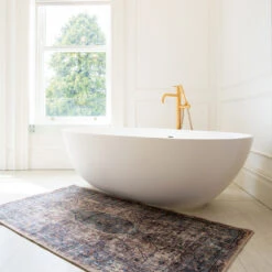 Soft Washable Blue Bathroom Mat - Dorothea -Kukoon Rugs Store Washable Dorothea room web bathroom S 1 b