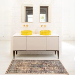 Soft Washable Blue Bathroom Mat - Dorothea -Kukoon Rugs Store Washable Dorothea room web bathroom S 2