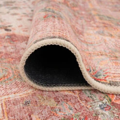 Washable Pink Medallion Rug - Dusk -Kukoon Rugs Store Washable Dusk Detail 18