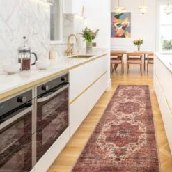 Soft Washable Red Antique Runner - Eliza -Kukoon Rugs Store Washable Eliza room web RRL location 1