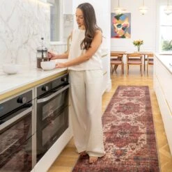 Soft Washable Red Antique Runner - Eliza