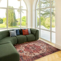 Soft Washable Red Antique Rug - Eliza -Kukoon Rugs Store Washable Eliza room web location 2