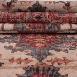 Soft Washable Red Antique Doormat - Eliza 17 Soft Washable Red Antique Doormat - Eliza -Kukoon Rugs Store Washable Eliza detail 16