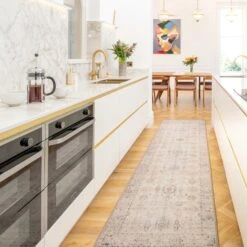 Soft Washable Cream Distressed Runner - Elnora -Kukoon Rugs Store Washable Elnora room web RRL location 1