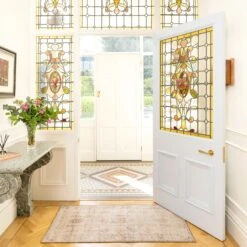 Soft Washable Cream Doormat - Elnora -Kukoon Rugs Store Washable Elnora room web RRL location hall 1