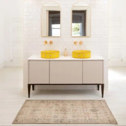 Soft Washable Cream Doormat - Elnora -Kukoon Rugs Store Washable Elnora room web bathroom S 1