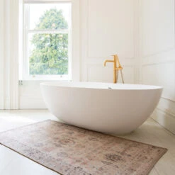 Soft Washable Cream Bathroom Mat - Elnora -Kukoon Rugs Store Washable Elnora room web bathroom S 1 b