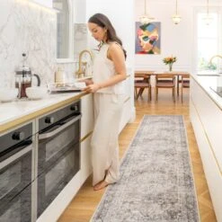 Soft Washable Vintage Greige Runner - Elsie -Kukoon Rugs Store Washable Elsie room web RRL location 2