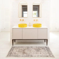 Soft Washable Vintage Doormat - Elsie -Kukoon Rugs Store Washable Elsie room web bathroom S 1 1