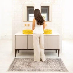 Soft Washable Vintage Doormat - Elsie -Kukoon Rugs Store Washable Elsie room web bathroom S 2 1