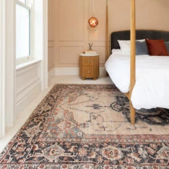 Soft Washable Blue Heritage Rug - Hazel -Kukoon Rugs Store Washable Hazel room web Bedroom L