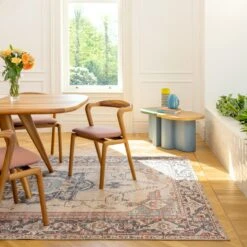 Soft Washable Blue Heritage Rug - Hazel -Kukoon Rugs Store Washable Hazel room web R location 2