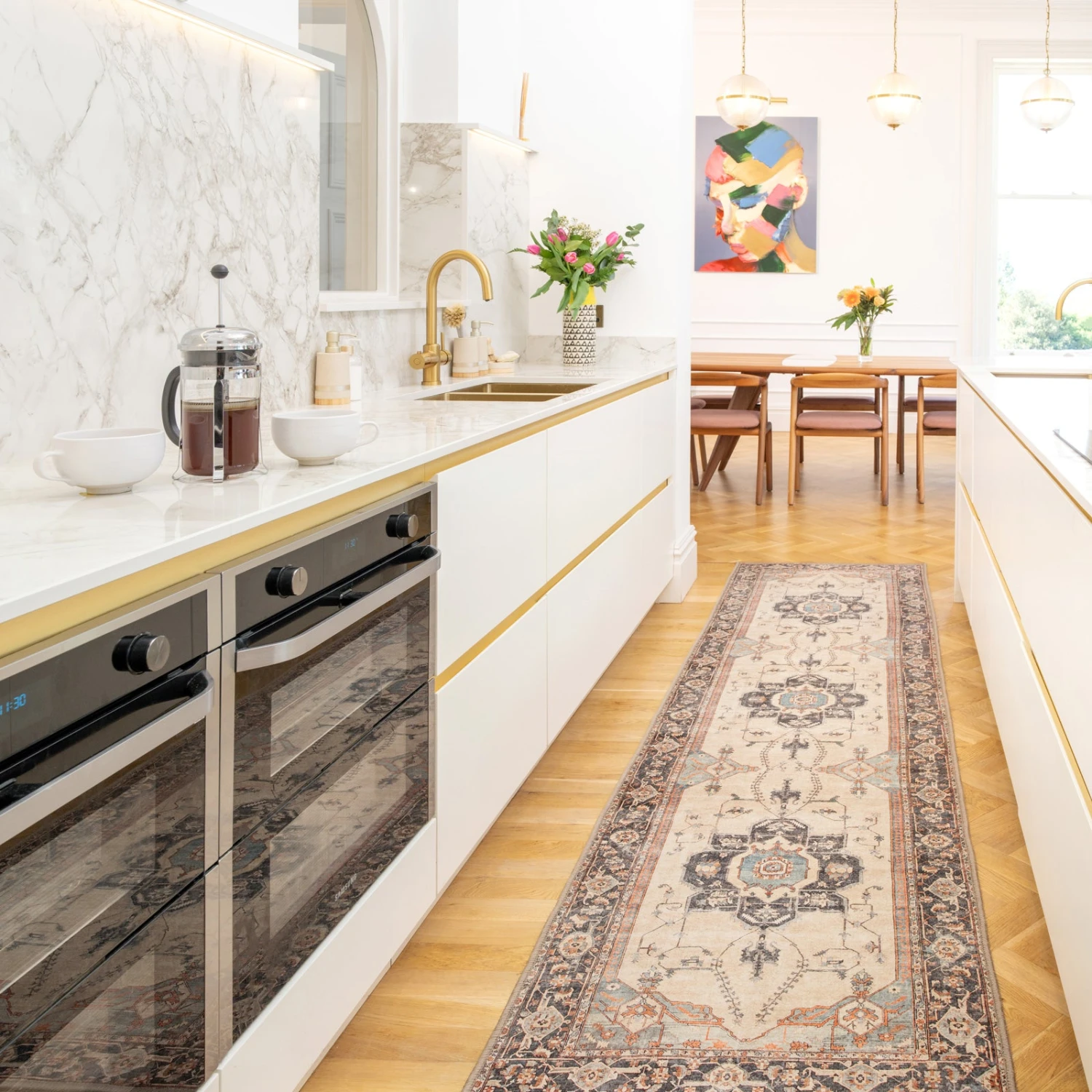 Soft Washable Blue Heritage Runner - Hazel 4 Soft Washable Blue Heritage Runner - Hazel - Image 2