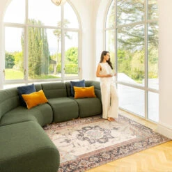 Soft Washable Blue Heritage Rug - Hazel -Kukoon Rugs Store Washable Hazel room web location 3