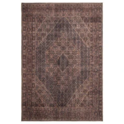 Soft Washable Brown Traditional Rug - Mabel