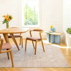 Soft Washable Vintage Beige Rug - Mariana -Kukoon Rugs Store Washable Marianna room web R location 1