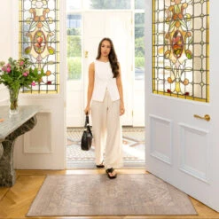 Soft Washable Vintage Beige Rug - Mariana -Kukoon Rugs Store Washable Marianna room web RRL location hall 2 1