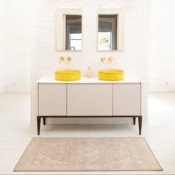 Soft Washable Beige Doormat - Mariana -Kukoon Rugs Store Washable Marianna room web bathroom S 1