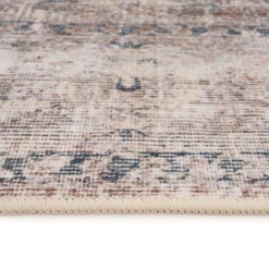 Washable Grey Blue Vintage Runner - Roam -Kukoon Rugs Store Washable Roam Details 2