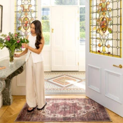 Soft Washable Burgundy Bathroom Mat - Rubyana 12 Soft Washable Burgundy Bathroom Mat - Rubyana -Kukoon Rugs Store Washable Rubyana room web RRL location hall 3