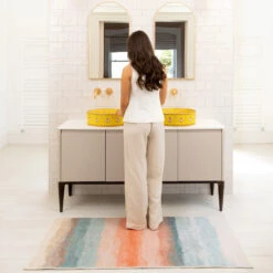 Soft Washable Multicolour Bathroom Mat - Solene
