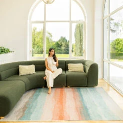 Soft Washable Multicolour Abstract Rug - Solene -Kukoon Rugs Store Washable Solene room web location 2 publication