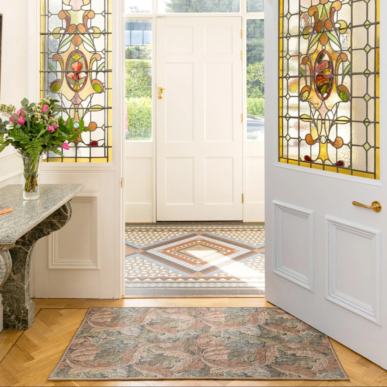 Soft Washable Green Leaf Doormat - Sylvan 4 Soft Washable Green Leaf Doormat - Sylvan - Image 2