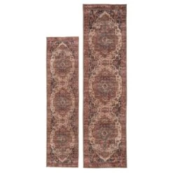 Soft Washable Terracotta Medallion Runner - Verity -Kukoon Rugs Store Washable Verity Overhead RR RRL SQ