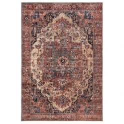 Soft Washable Terracotta Medallion Rug - Verity