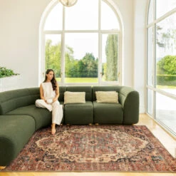 Soft Washable Terracotta Medallion Rug - Verity -Kukoon Rugs Store Washable Verity room web location 3 publication 49ab2c3c 44d9 4a42 b393 26d82724cd6a