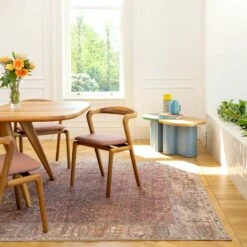 Soft Washable Red Vintage Rug - Violet -Kukoon Rugs Store Washable Violet room web R location 1