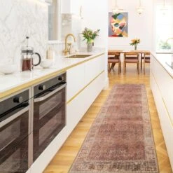 Soft Washable Red Vintage Runner - Violet -Kukoon Rugs Store Washable Violet room web RRL location 1