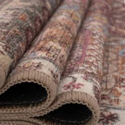 Soft Washable Red Vintage Runner - Violet -Kukoon Rugs Store Washable Violet detail 21