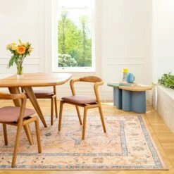 Soft Washable Multicolour Vintage Rug - Amelia -Kukoon Rugs Store Washable amelia room web R location 1