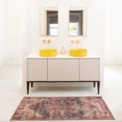 Soft Washable Multicolour Doormat - Delphine -Kukoon Rugs Store Washable delphine room web bathroom S 1 1